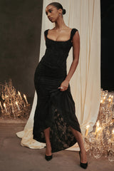 Cesca Black Floral Maxi Dress