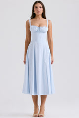 Carmen Soft Blue Cotton Bustier Sundress