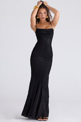 Nalani Black Devoré Satin Maxi Gown - Limited Edition