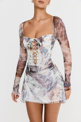 Mistress Rocks Printed Lace Up Mini Dress - SALE