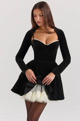 Harmony Black Stretch Velvet Cropped Bolero