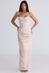 Adrienne Champagne Satin Strapless Gown