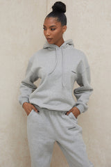 Halo Grey Cotton Fleece-Back Oversized Hoodie