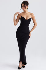 Sabine Black Crepe Strapless Corset Dress