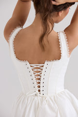 Letitia White Stretch Cotton Mini Dress