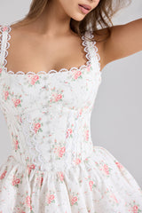 Sade Rose Print Stretch Cotton Mini Dress