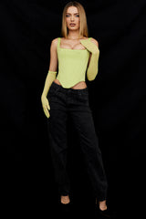 Rafa Lime Satin Longline Corset