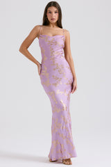 Capriana  Orchid Jacquard Satin Gown