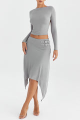 Mistress Rocks Steel Belted Midi Skirt - SALE