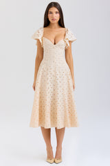 Amaya Cream Tea Broderie Anglais Midi Dress