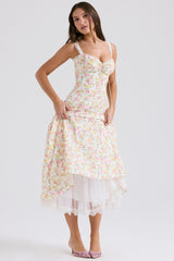 Rosalee Ivory Meadow Print Cotton Bustier Sundress