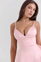 Tiffany Parisian Pink Satin A-Line Midi Dress