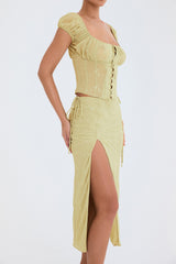 Mistress Rocks Pear Embroidered High Split Skirt - SALE