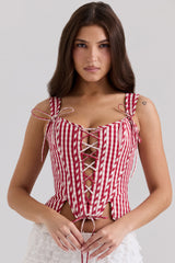 Callie Red Gingham Cotton Corset Top