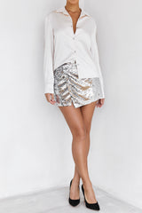 Mistress Rocks Silver Sequin Mini Skirt - SALE