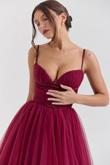 Countess Cabernet Tulle Midi Dress - SALE