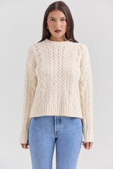 Jasper Cream Chunky Cable Knit Sweater - SALE