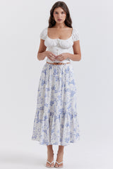 Aitana Blue Print Midi Skirt