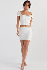 Sarelle Ivory Dainty Knit Mini Skirt