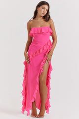 Sarina Fuchsia Ruffle Maxi Dress