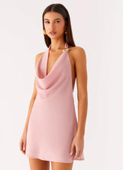 Coral Meadow Cowl Mini Dress - Pink