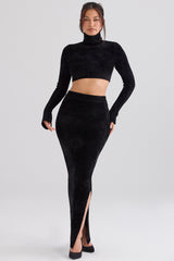 Suri Black Chenille Cropped Top - SALE
