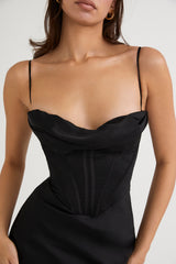 Charmaine Black Corset Maxi Dress