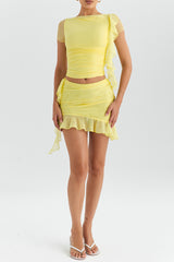 Mistress Rocks Limoncello Ruffle Asymmetric Mini Skirt - SALE