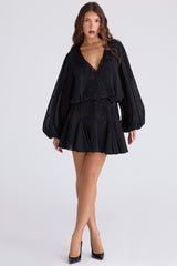 Gianna Black Hand Beaded Georgette Mini Dress - Limited Edition