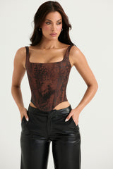 Rafa Antique Copper Satin Longline Corset