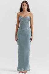 Amadi Cool Blue Floor Length Maxi Skirt