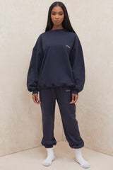 Sky Navy Fleece Back Jogging Trousers