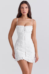 Marlene White Cotton Broderie Anglais Mini Dress