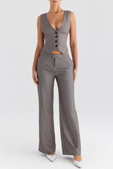 Mistress Rocks Brown Check Trousers - SALE