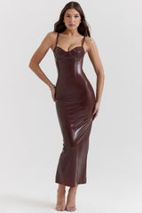 Maura Chocolate Latex Midi Dress