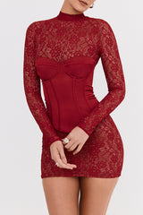 Mistress Rocks Red Satin & Lace Mini Dress - SALE