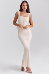 Lana Vintage Cream Cotton Broderie Anglais Maxi Skirt