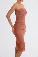 Mistress Rocks Cinnamon Lace Midi Skirt - SALE