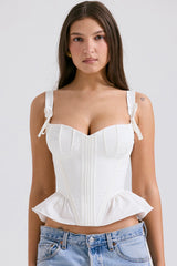 Gigou White Peplum Cotton Corset