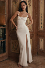 Lini White Mesh Maxi Dress