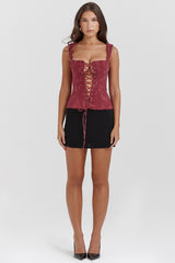 Parisa Merlot Floral Corset