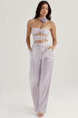 Alivia Grey Satin Trousers