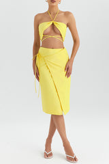 Mistress Rocks Lime Wrap Over Midi Skirt - SALE