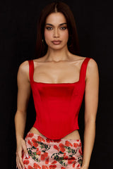 Rafa Scarlet Satin Longline Corset