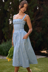 Vivien Regatta Blue Gingham Midi Sundress