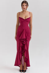 Gabbi Wine Ruffled Front Gown