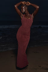 Lusilla Grape Stretch Mesh Halter Neck Midi Dress