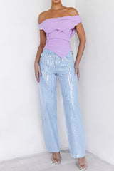 Mistress Rocks Stonewash Baggy Sequin Jeans - SALE
