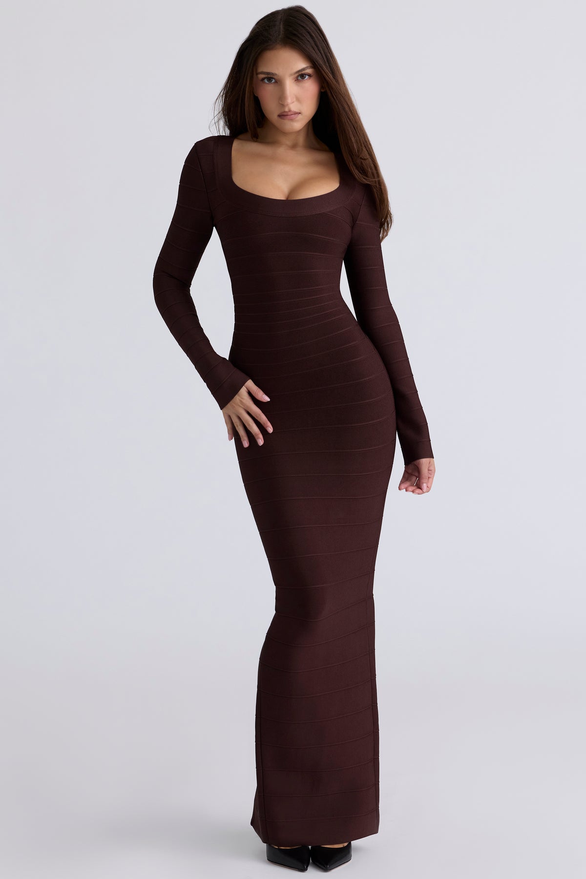 The OG Chocolat Long Sleeve Bandage Maxi Dress