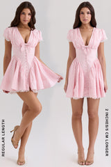 Emiliana Pink Gingham Cotton Mini Dress
